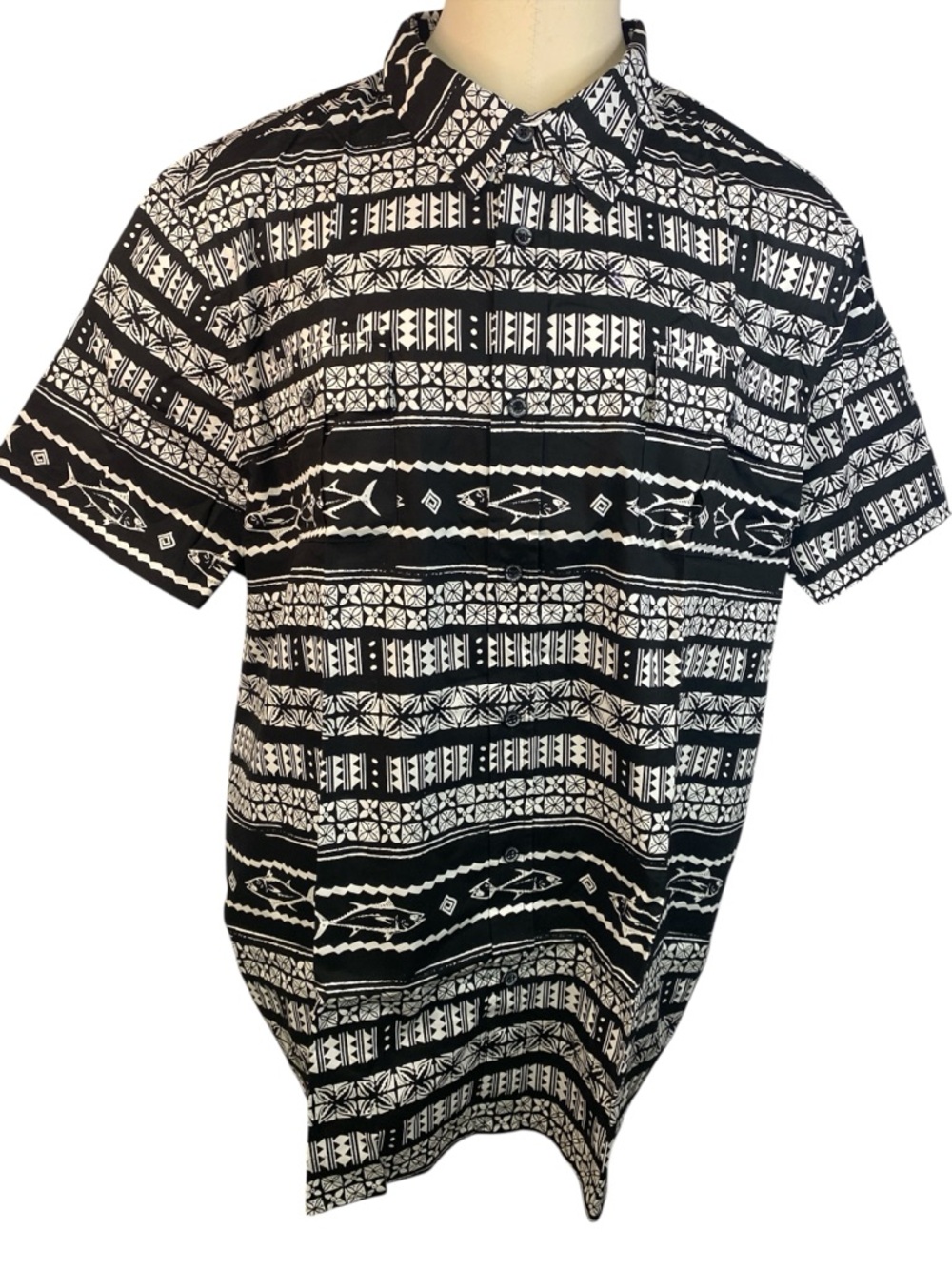 Boulder Creek Trading Co (NWT) Black & White Short-Sleeve BU Shirt Men’s 4XL Big